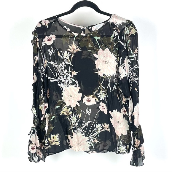 Lucky Brand Women's Floral Ruffle Sleeve Top 1123 - Picture 2 of 5
